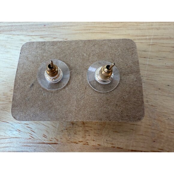 Givenchy Vintage Gold-Tone Crystal Stud Earrings Rectangular Clear Glass Rhinest - Picture 5 of 13